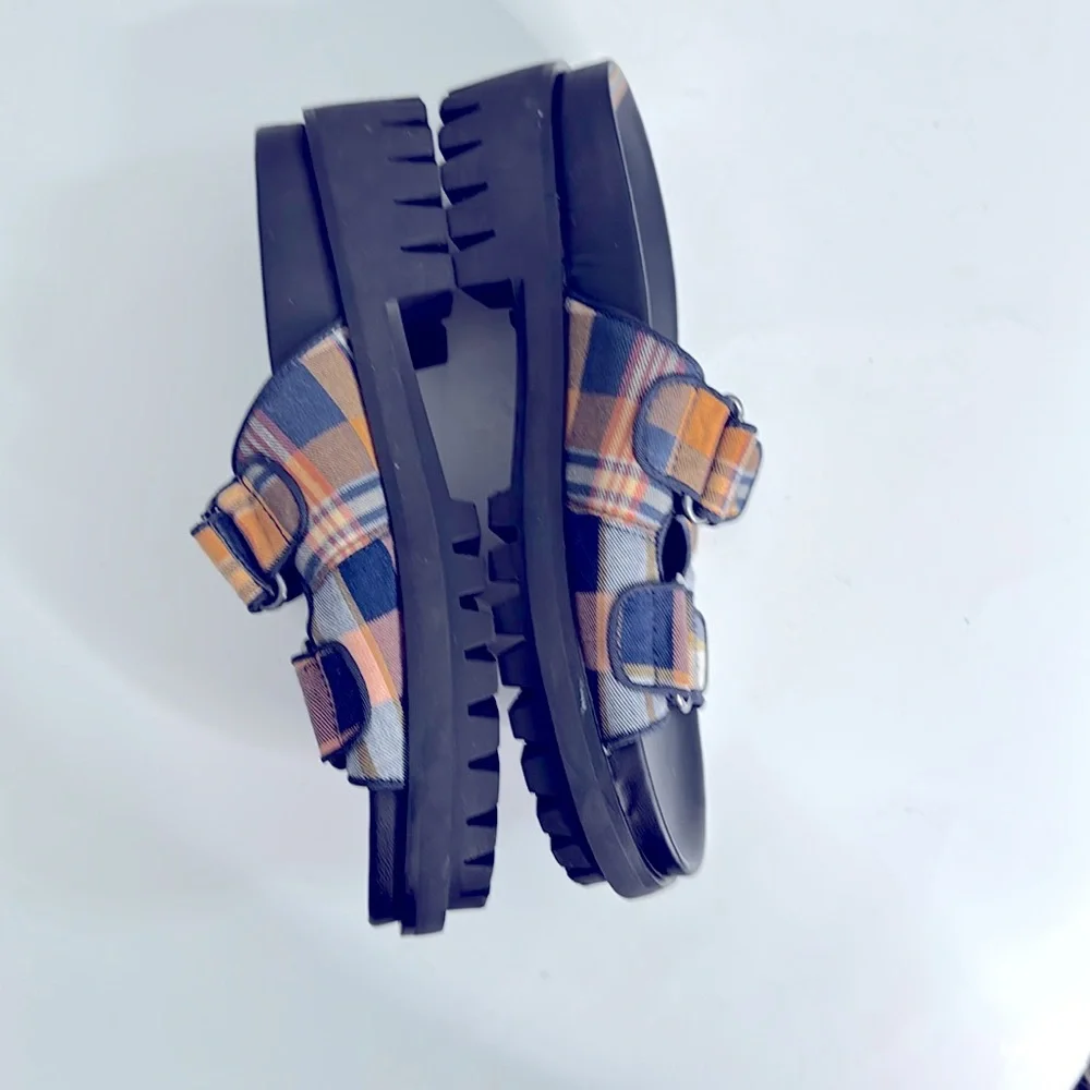 Sam Edelman Multicolor Slide Sandals Lug Soles Slip On Velcro Closure Size 7.5 - Picture 3 of 8